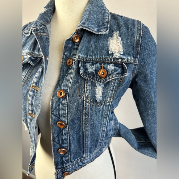 Distressed XS Highway Premium Jean Jacket - Picture 1 of 9